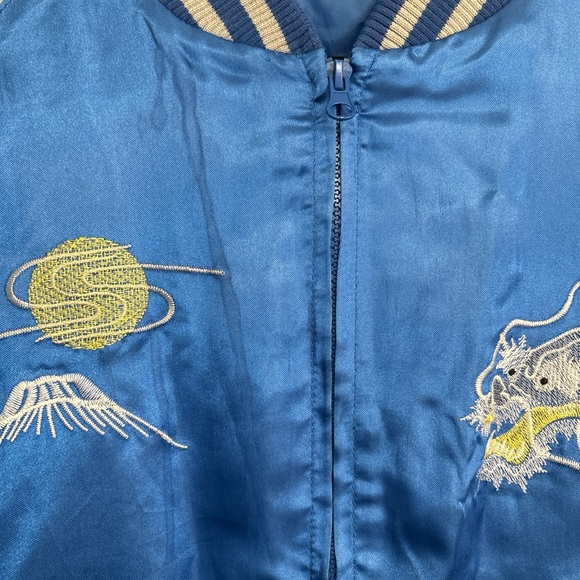 Jimmy Dragon Boys Souvenir Jacket Japan size 160 (10) Blue Dragon Satin Bomber - Picture 7 of 8